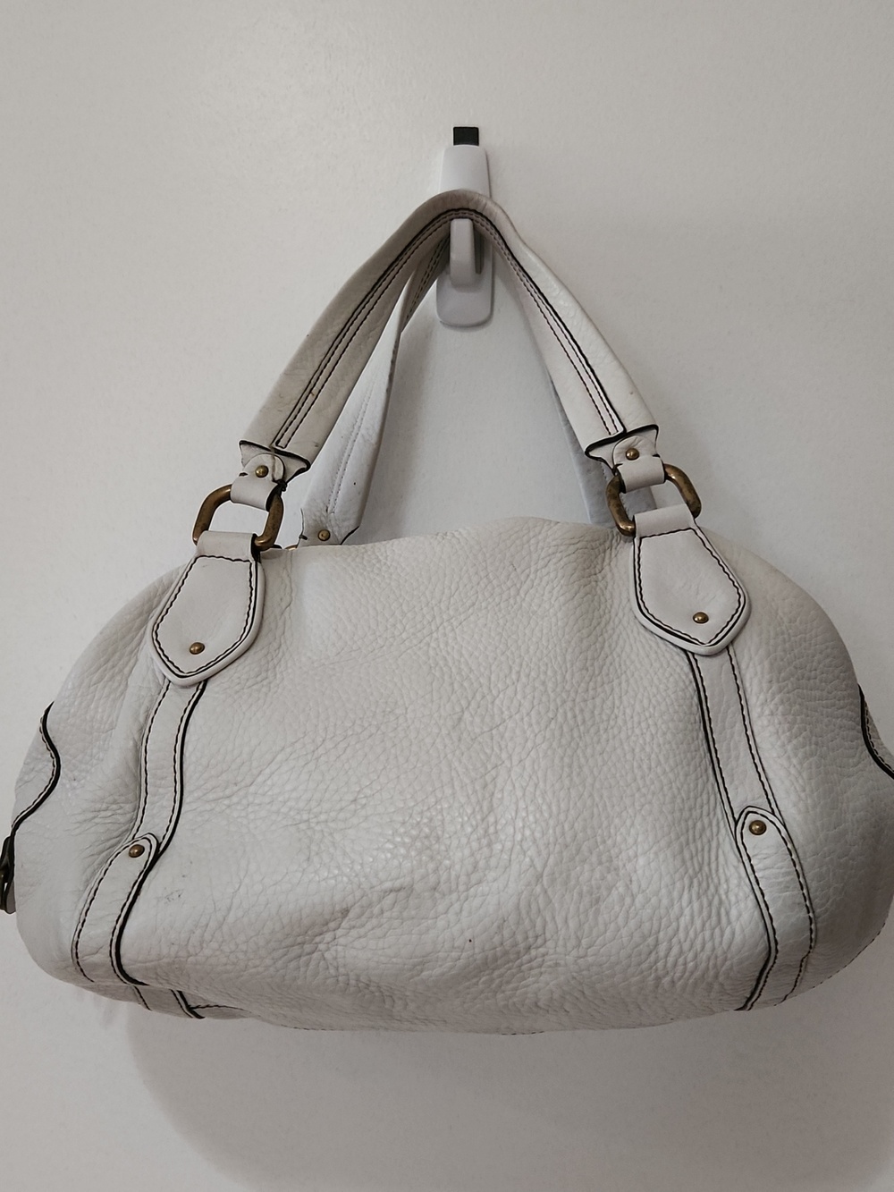 White Leather Shoulder Bag - Picture 4 of 4